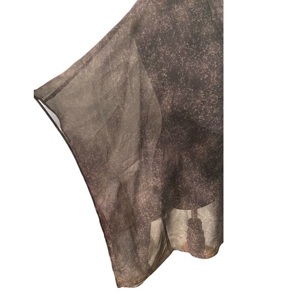 Eileen Fisher 100% Silk Black Gray Sheer Blouse Size‎ L Lagenlook Quiet Luxury - Picture 4 of 8